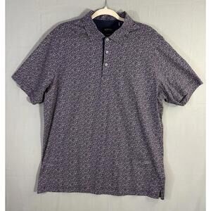 Bugatchi Polo Shirt Mens XL Purple Geometric Print OoohCotton Tech Stretch
